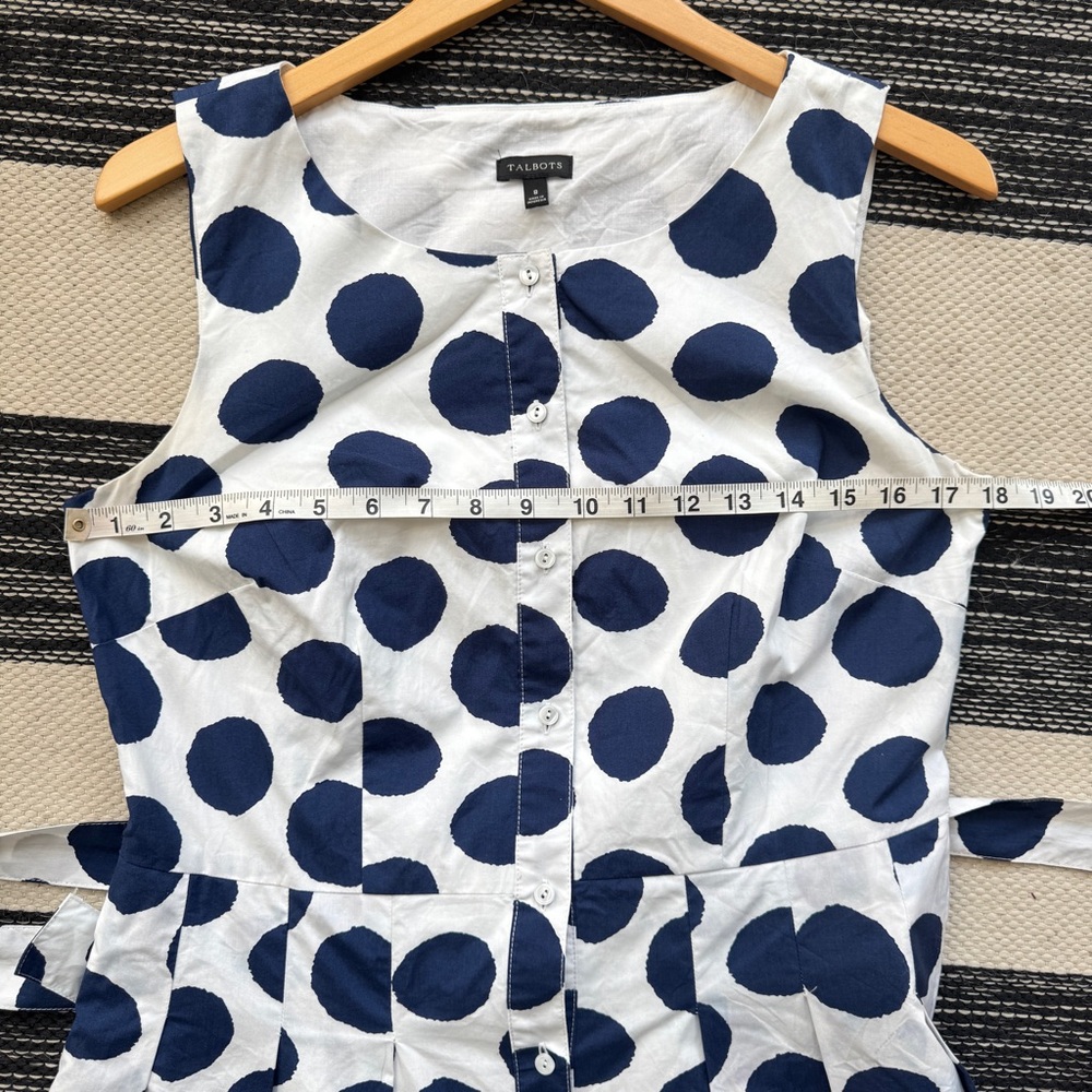 Talbots White Midi Dress with Navy Polka Dots - Picture 9 of 16